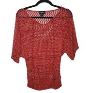 It's Our Time Womens Size S Red Bohemian Crochet Knit Blouse