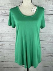 Maison Jules Small S Top Green Stretch Short Sleeve T-Shirt Scoop Neck New