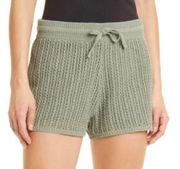 Rag & Bone Riley Tie-Waist Open-Knit Shorts in Sage Green Size Medium NWT