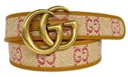 Gucci  New GG Logo Pink Raffia And Leather Large GG Buckle Belt/ Sz. 90/36