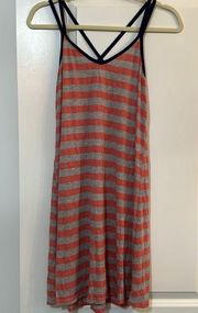 Papermoon 🌕 striped navy coral super soft strappy tank dress NEW size medium