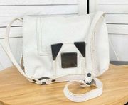 Calvin Klein Pebbled Leather Small Tripocket Shoulder Crossbody Bag Small White