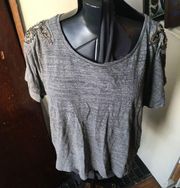 Lane Bryant 18/20 gray T-shirt with bead detail shoulders