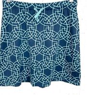 Title Nine Womens Drawstring Mini Skirt Blue Geometric Stretch Nylon Size XS