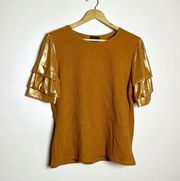 SALE! Orange  Shimmer Sleeve Top Size L Like New