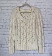 Tommy Hilfiger NWT  large sweater beautiful crochet detail cream preppy office