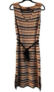 Massimo Dutti Small Sleeveless Striped Belted Dress