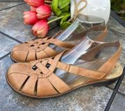 Clarks Bendables Tan Leather Loafer Slingback Shoes 9.5