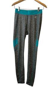 BCG Charcoal Gray w/Turquoise Accent Workout Athleisure Leggings—Size Small