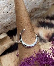 Large Crescent Moon Sterling silver Ring 8,9,10
