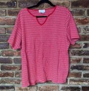 Jennifer Moore Vintage 90's Red Striped Short Sleeve T-Shirt Women's Size 2X