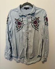 Velvet Heart Button Down Embroidered Shirt Size Large