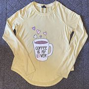 Charlotte Russe UK2LA Coffee is my Lover Yellow Long Sleeve Pajama Set