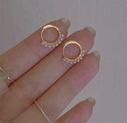 18K Gold Plated White Pearl Gold Hoop Earrings for Women