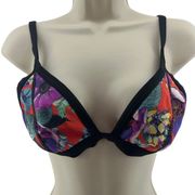 Seafolly Field Trip Scuba Bikini Colorful Floral Print Tangelo Womens Size Large