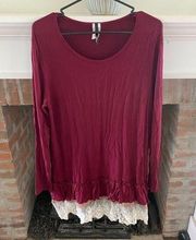 Bellamie XL 3 Layer Burgandy, Taupe & Lace Shirt