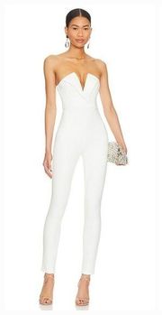 Superdown Madi Strapless Jumpsuit in White