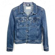 Everlane Womens Modern Denim Jean Jacket Washed Midnight Blue Button Up Small