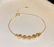 18K Gold Plated Adjustable Gold Ball Bead Chain Bracelet for Women