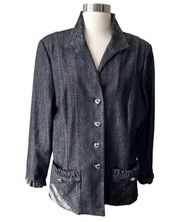 St. John Sport Dark Denim Ruffle Jacket