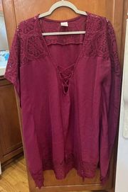 Merona Swimsuit Coverup Cover Up  Crochet Tassels Wine Red Women’s M