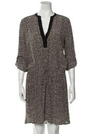 Vince black and white print long sleeve silk dress with drop waist S