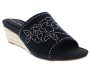 Taryn Rose Harriet Suede Studded Espadrille Floral Mules