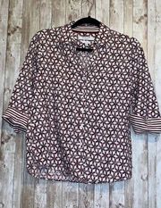 Women's Foxcroft Button Shirt Blouse 3/4 Sleeves Size 12P Shaped Wrinkle Free