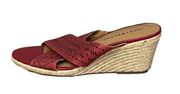 Lucky Brand Wedge Keela Rosewood Open Toe Leather Slip On  Sandals Size 8 Beach