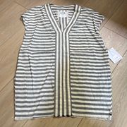 One Teaspoon Bangalow Sleeveless mini  Dress w/ Pockets Cream Striped- Small NWT