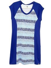 TITLE NINE Womens Geometric Striped Gidget 2.0 Athletic Zip Pocket Dress Size L