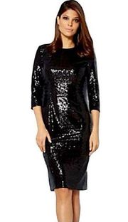 Eva Mendes Collection for New York & Company Black Sequin Sheath Dress Sz Small