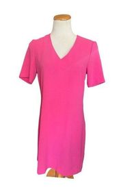 Womens Charles Henry Textured Pink V Neck Sheath Dress - Sz S