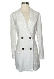 LPA Double Breasted Jacket in White Linen Tie Waist Button Front Size XS New