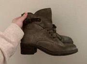 OTBT Leather Gallivant Oiled Gray Moto Lace Up Combat Boots Size 8