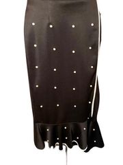 Black Pencil Skirt with Faux Pearl Detail, size large