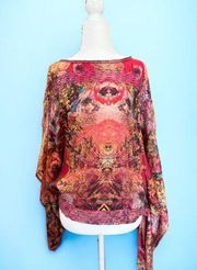 Kay Celine Colorful Boho Kimono Sleeve Top size Medium