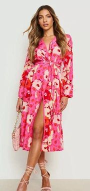 Pink Floral Maxi Dress Wrap