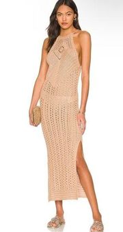 Spell & The Gypsy Collective Mirage Crochet Knit Midi Dress Tan Small