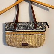 Women's Sakroots Straw & Leather Mini Tote Handbag