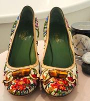 Gucci Flora Bamboo Horsebit Pump