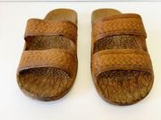 PALI HAWAII Brown Slip On Slide Two Strap Sandals Women's Size 7