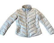 Gap down fill grey chevron puffer jacket size medium petite