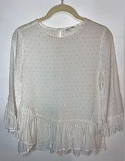 Melrose and Market 3/4 quarter sleeve blouse with peephole closure - size XS