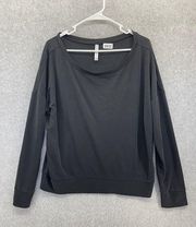 Fabletics  Women's Pullover Shirt Solid Black Long Sleeve Size Medium Relaxed