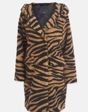 M Women's Tiger Sherpa Hooded Overcoat