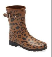 Thicket Black Original Leopard Print Refined Short Rain Boot Size 6 NEW