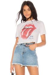 Daydreamer Rolling Stones '89 Rebel Crop Tee Vintage Gray & Red | L