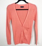 Saturday Coral Ribbed Cardigan Small