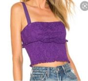 NBD Lupine Purple Lace Ruched Crop Tank Top Revolve Clothing New Size XXS